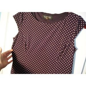 Black Label by Evan Picone Dress Purple w/ Polka Dots Form Fitting Stretchy